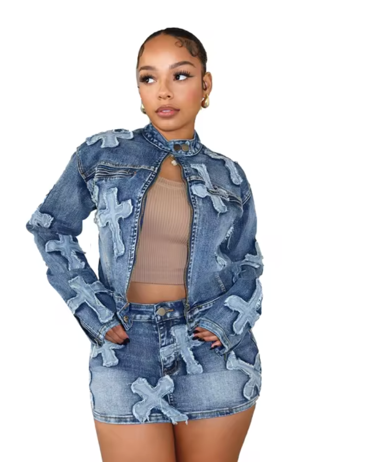 Yaira | Cross Denim Set