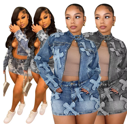 Yaira | Cross Denim Set